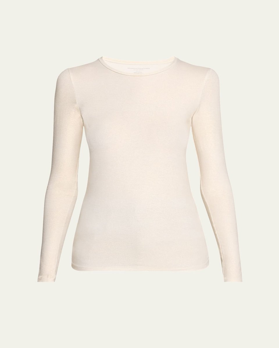 Metallic Long-Sleeve Viscose Tee